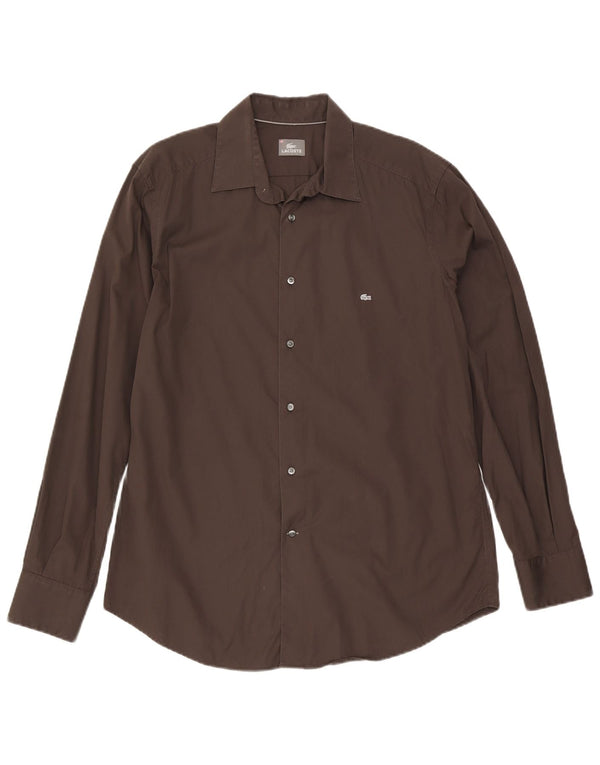 Camisa Lacoste Hombre Talla 43 Grande Algodón Marrón