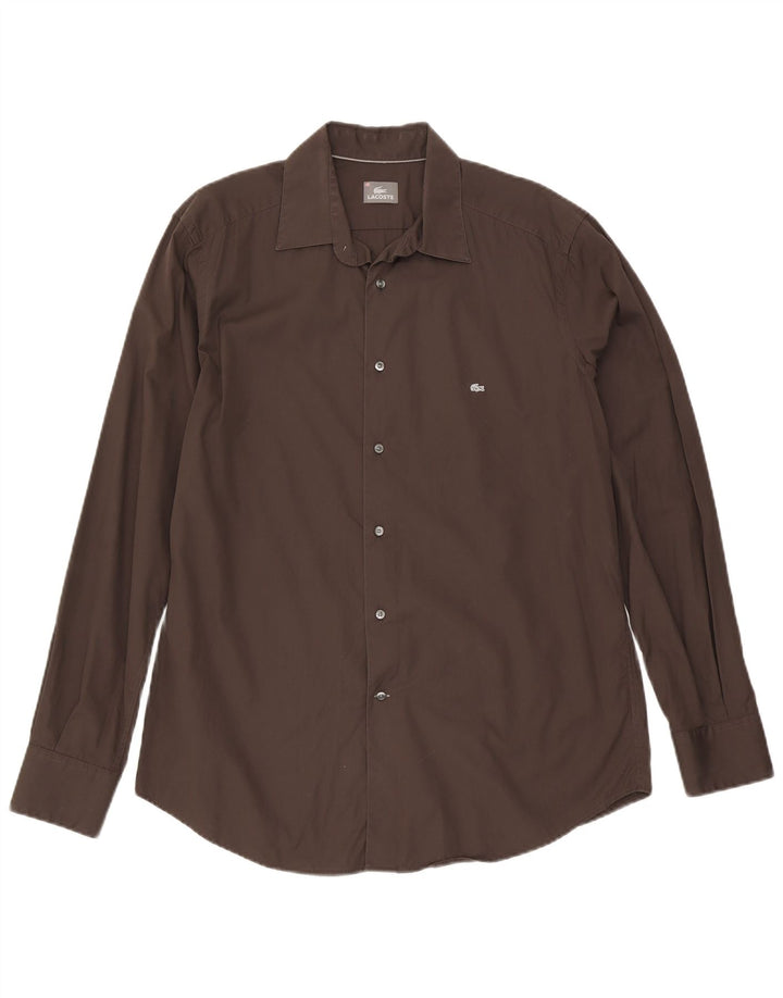 Camisa Lacoste Hombre Talla 43 Grande Algodón Marrón