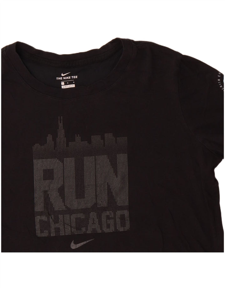 NIKE Mujer Dri Fit Graphic Camiseta Top UK 40 Grande Algodón Negro