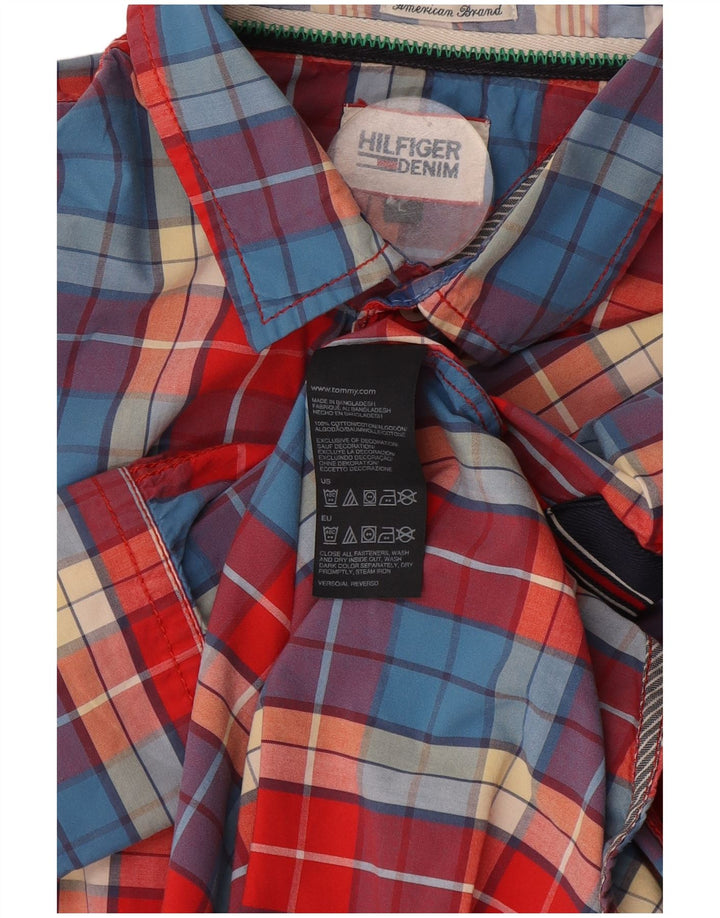 Camisa Tommy Hilfiger para hombre de algodón a cuadros rojos grandes