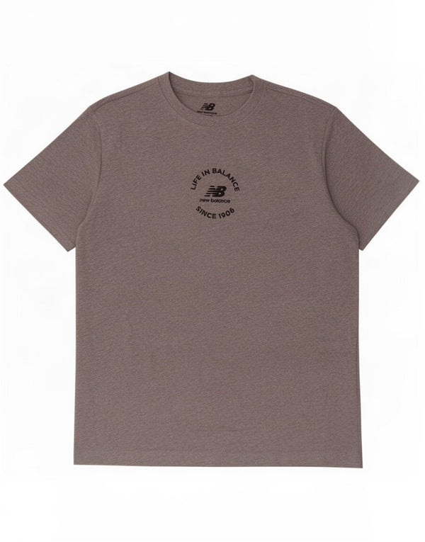New Balance Hombre Camiseta Gráfica Top XS Gris Algodón