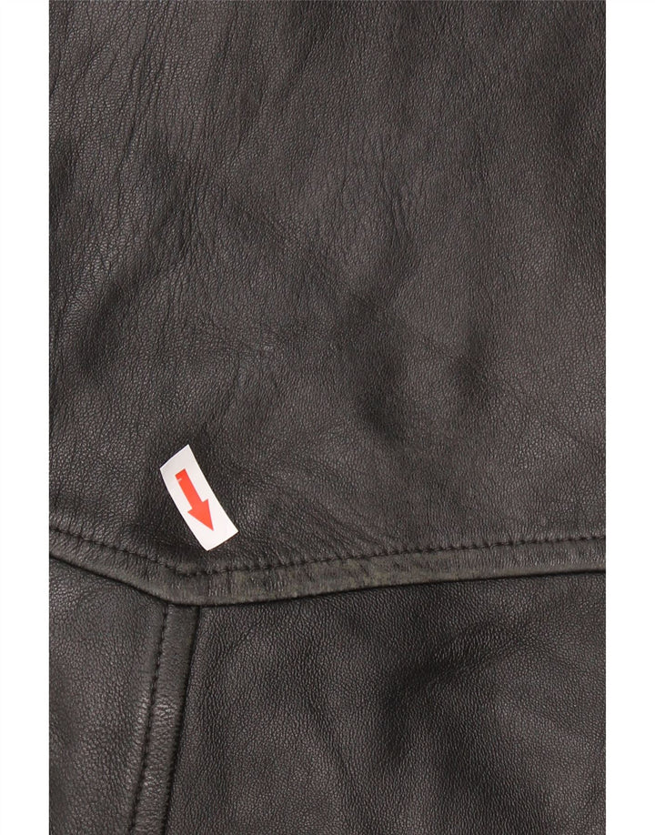 VINTAGE Chaqueta de cuero para hombre Reino Unido 42 XL Cuero negro