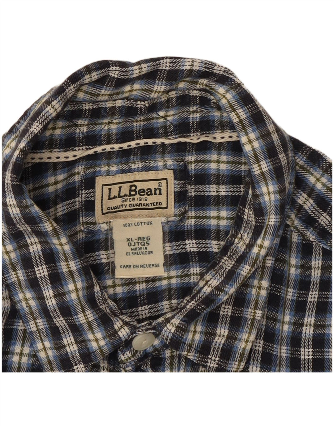 L.L.BEAN Camisa de franela para hombre XL Algodón a cuadros azul marino
