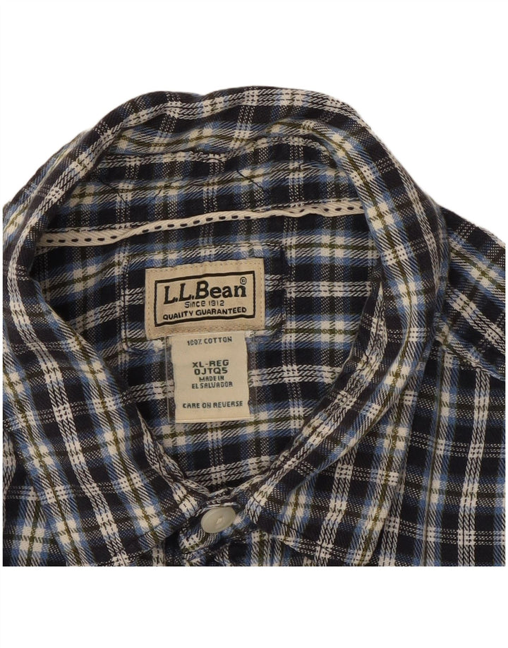 L.L.BEAN Camisa de franela para hombre XL Algodón a cuadros azul marino