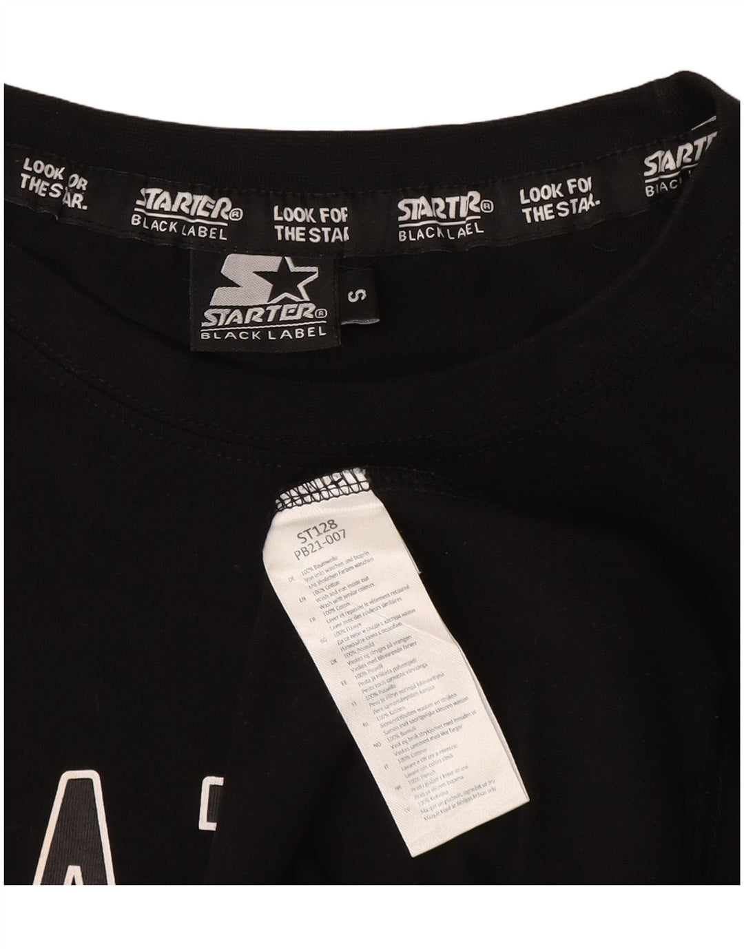 STARTER Hombre Camiseta Gráfica Top Small Negro Colorblock Algodón