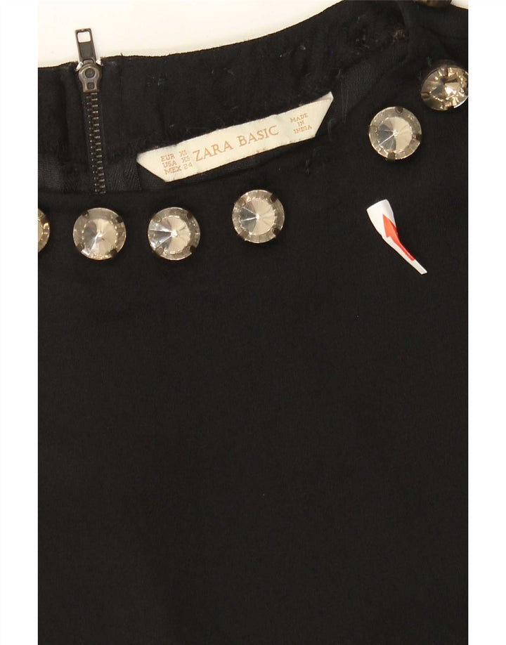 Zara Mujer Blusa Sin Mangas Top UK 6 XS Negro