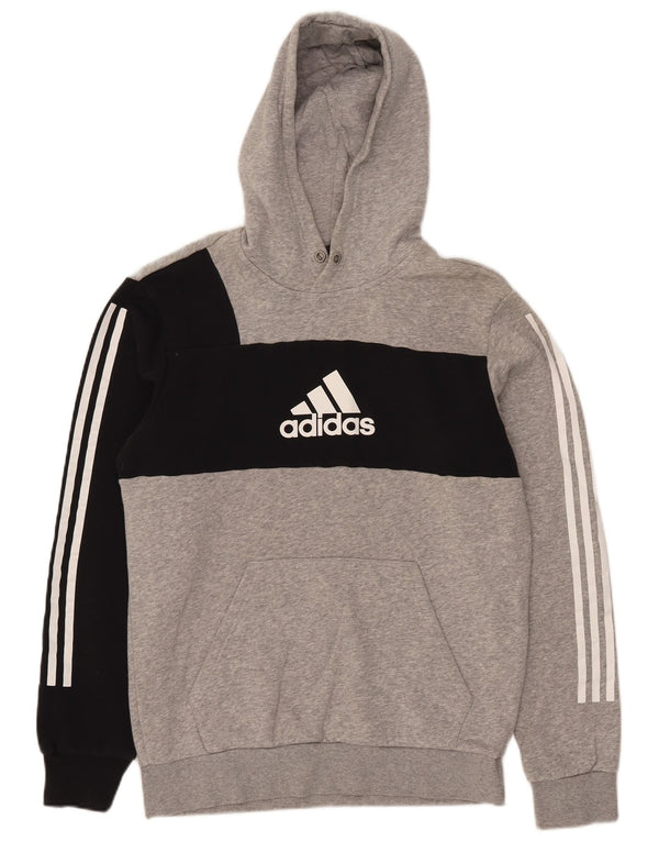 Adidas Hombre Sudadera Con Capucha Gráfica Jersey De Algodón Color Block Gris Medio