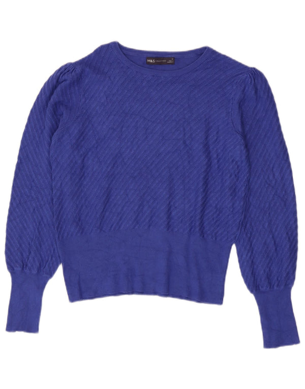 Marks & Spencer Jersey con Cuello Barco para Mujer UK 40 Azul Medio