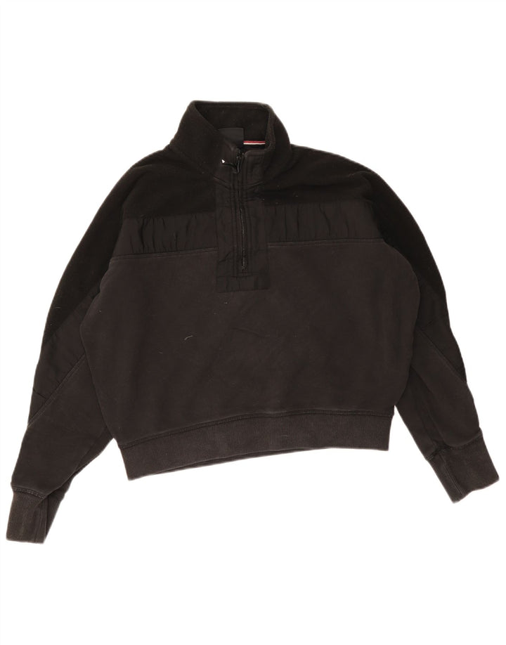 Superdry Mujer Oversize Crop Sudadera Jumper UK 40 Medium Negro