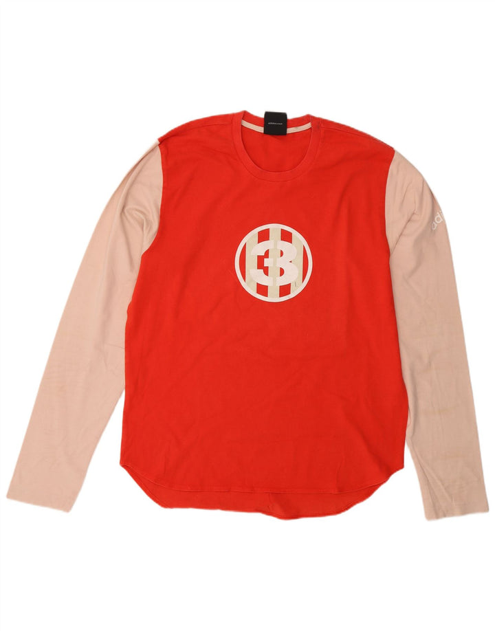 ADIDAS Hombre Graphic Top Manga Larga Algodón Colorblock Rojo Medio