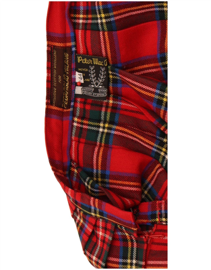 Vintage mujer mini falda plisada IT 44 Medio W26 Rojo Check Nueva Lana