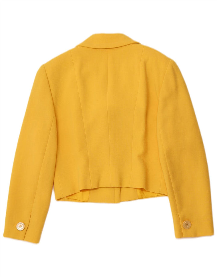 VINTAGE Mujer 4 Botones 2 Piezas Falda Set IT 44 Medio W26 Lana Amarilla