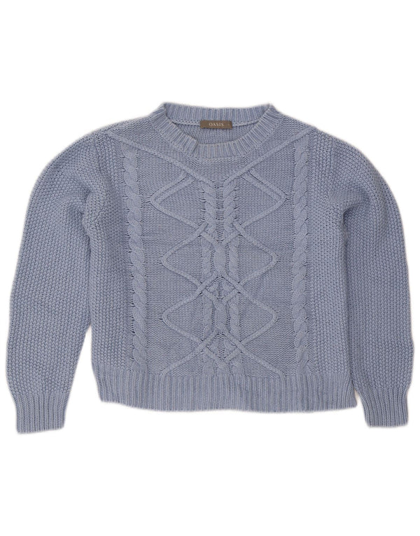 Oasis Suéter Corto con Cuello Barco para Mujer UK 46 Grande Acrílico Azul