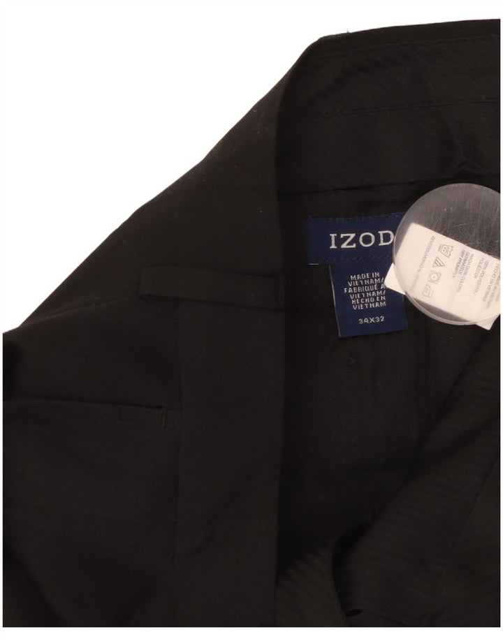 Pantalón chino recto Izod para hombre W34 L32 Poliéster negro