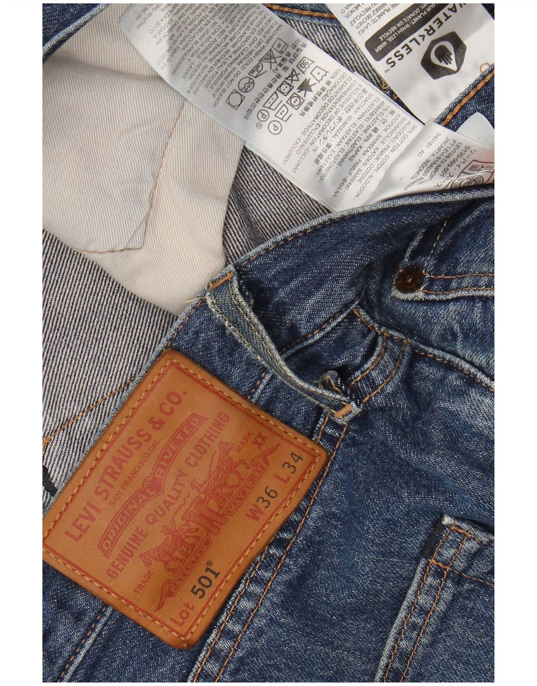LEVI'S Jeans rectos 501 para hombre W36 L34 Algodón azul