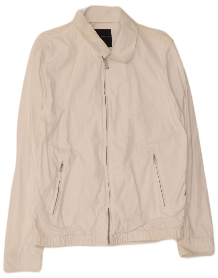 Sergio Tacchini Chaqueta Bomber para Hombre UK 40 Grande Algodón Blanco