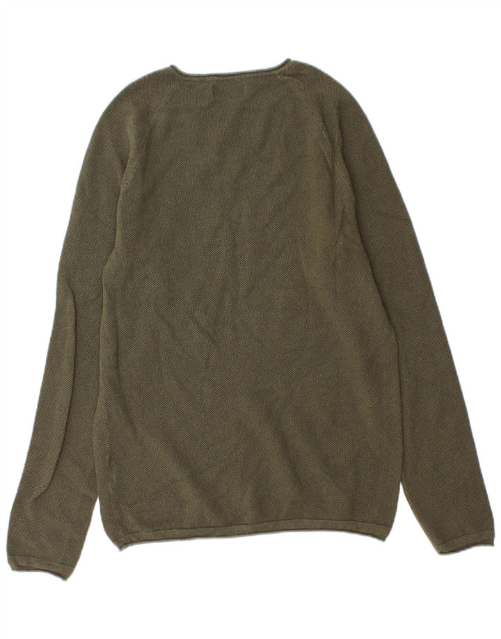 Jack & Jones Hombre Jersey De Cuello Redondo Jersey De Algodón Verde Medio
