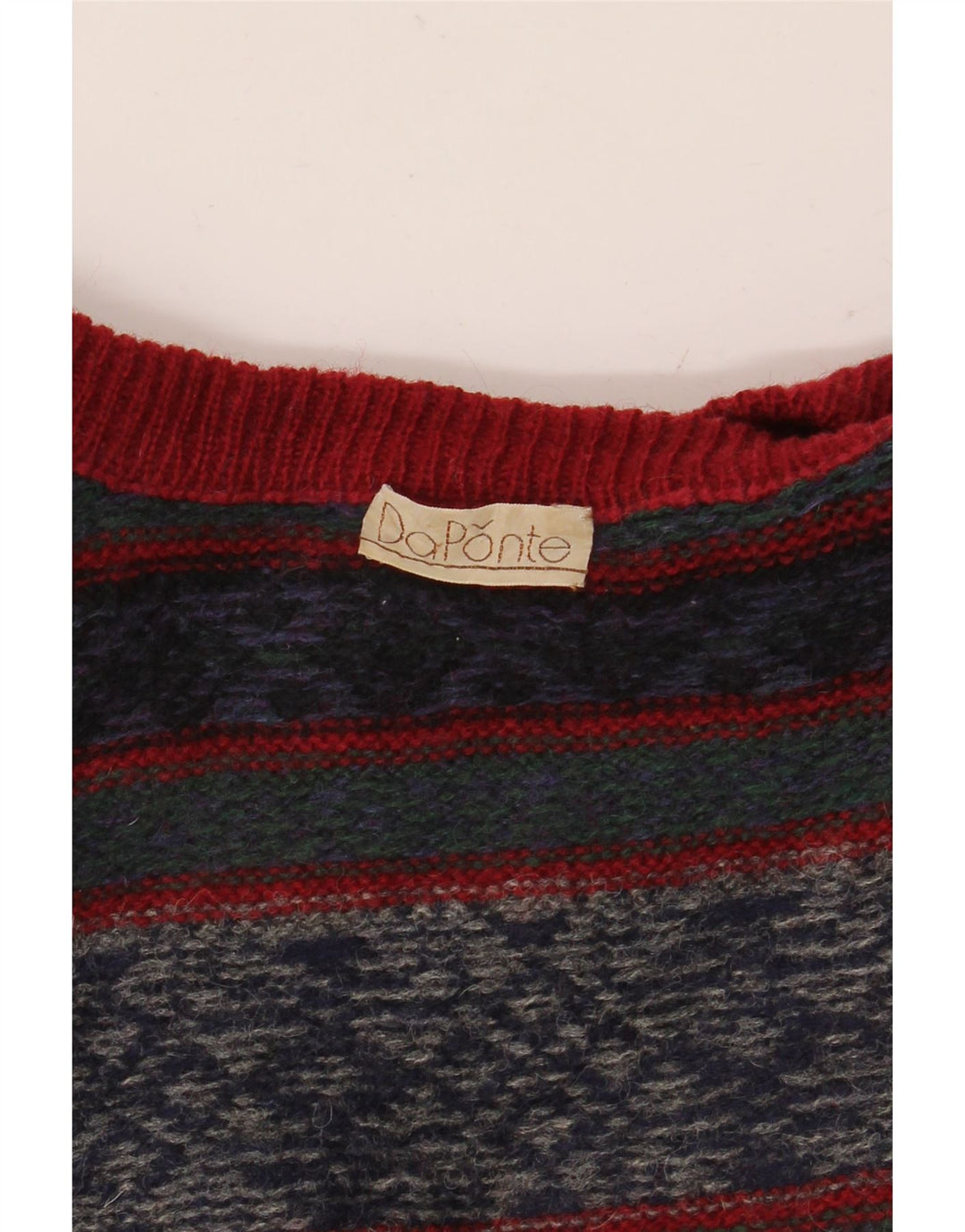 VINTAGE Hombres Crew Neck Jumper Suéter Medio Multicolor Fair Isle