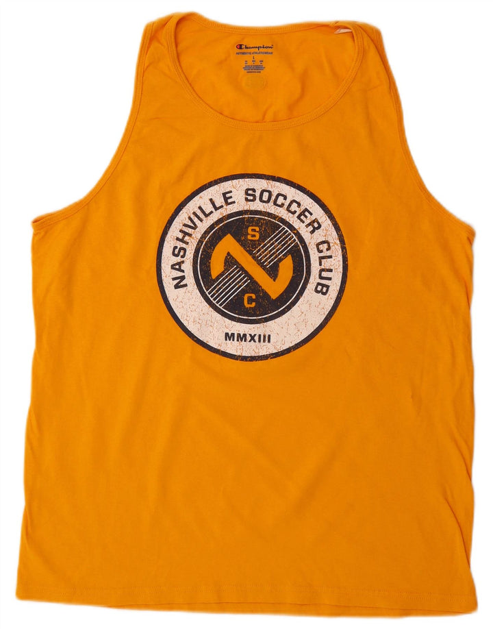 Champion Camiseta Sin Mangas Con Gráfico Para Hombre Grande De Algodón Naranja