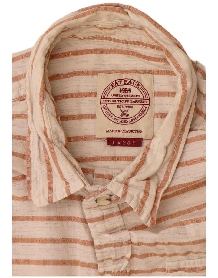 Camisa de manga corta para hombre Fat Face de algodón a rayas blancas grandes