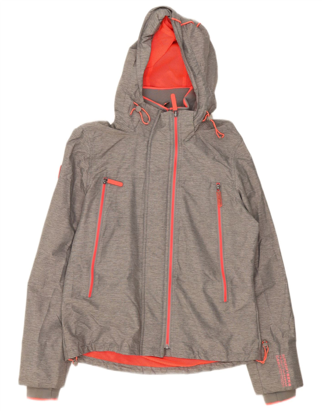 Superdry Chaqueta impermeable con capucha para mujer, talla 44, nailon gris grande