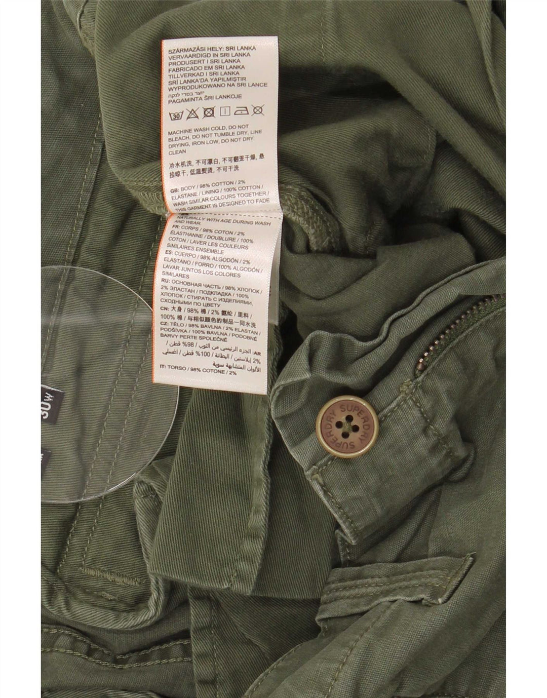 Superdry Shorts Cargo Hombre W30 Algodón Verde Medio