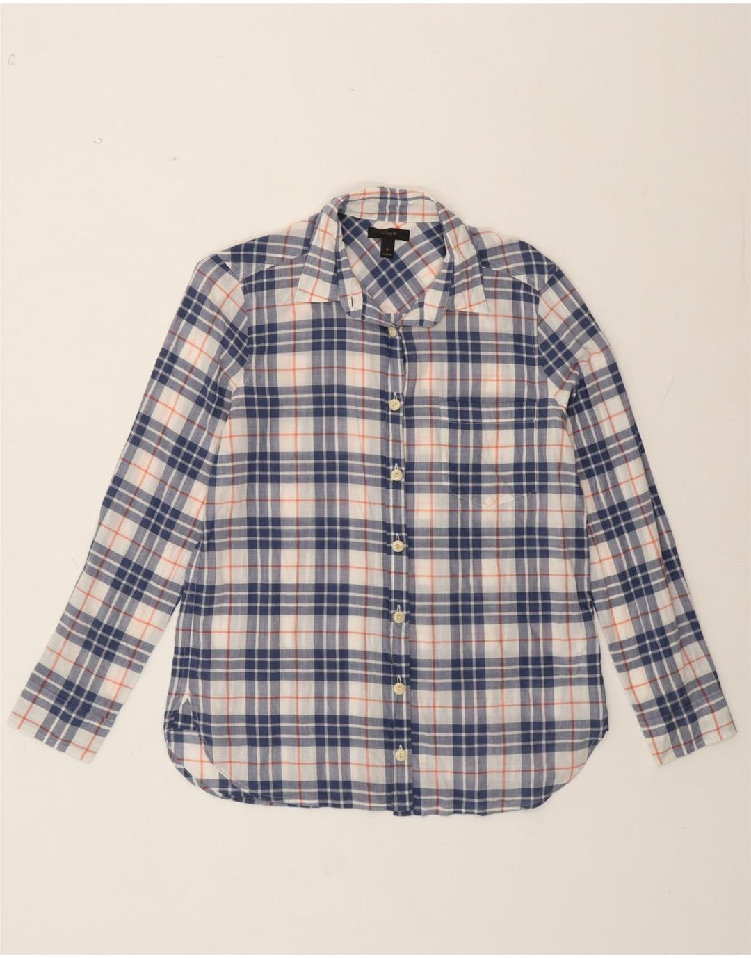 J. CREW Camisa para mujer US 6 Algodón a cuadros azul mediano