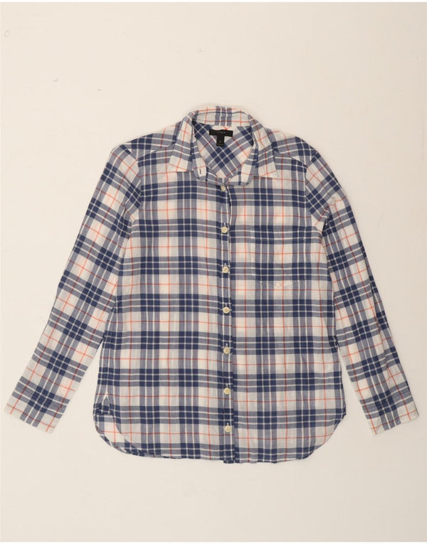 J. CREW Camisa para mujer US 6 Algodón a cuadros azul mediano