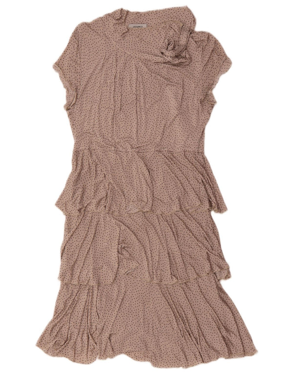 Max & Co. Vestido escalonado para mujer UK 44 Viscosa con lunares beige grande
