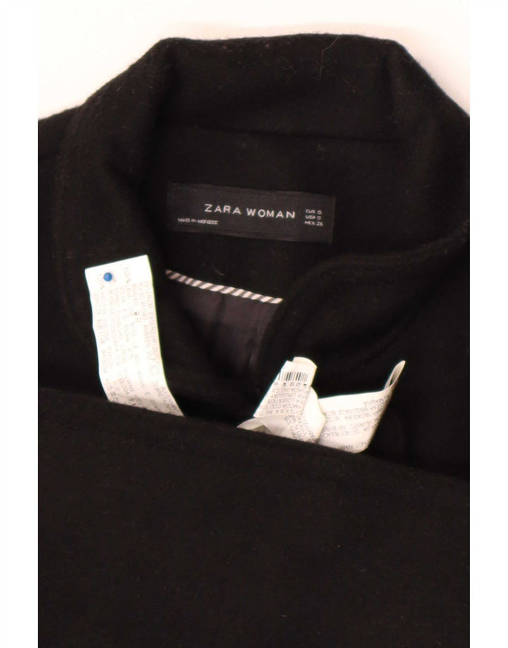 Zara Mujer Abrigo Cruzado UK 10 Small Lana Negra