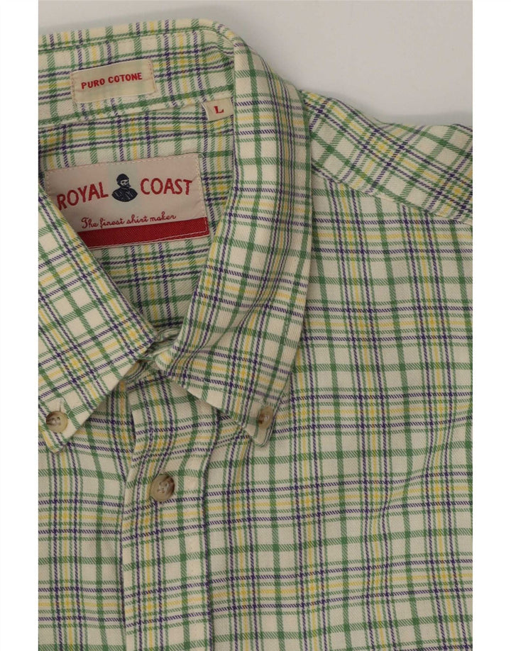 Camisa para hombre Royal Coast de algodón a cuadros verdes grandes