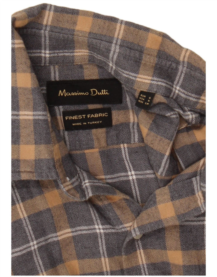 Massimo Dutti Hombre Camisa Franela Cuadros Gris Pequeño