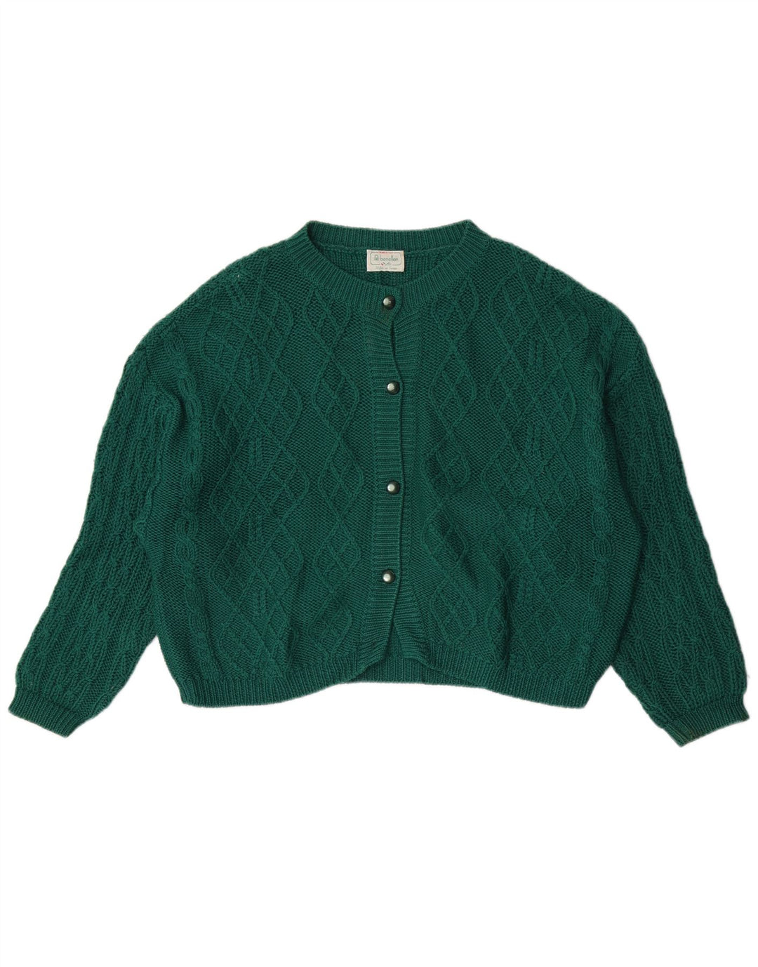 Benetton Cárdigan Mujer UK 46 Large Lana Verde