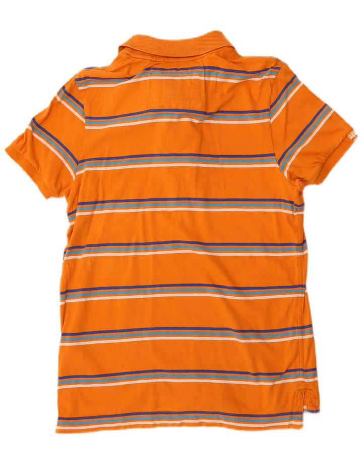 Superdry Polo gráfico de algodón a rayas en naranja medio