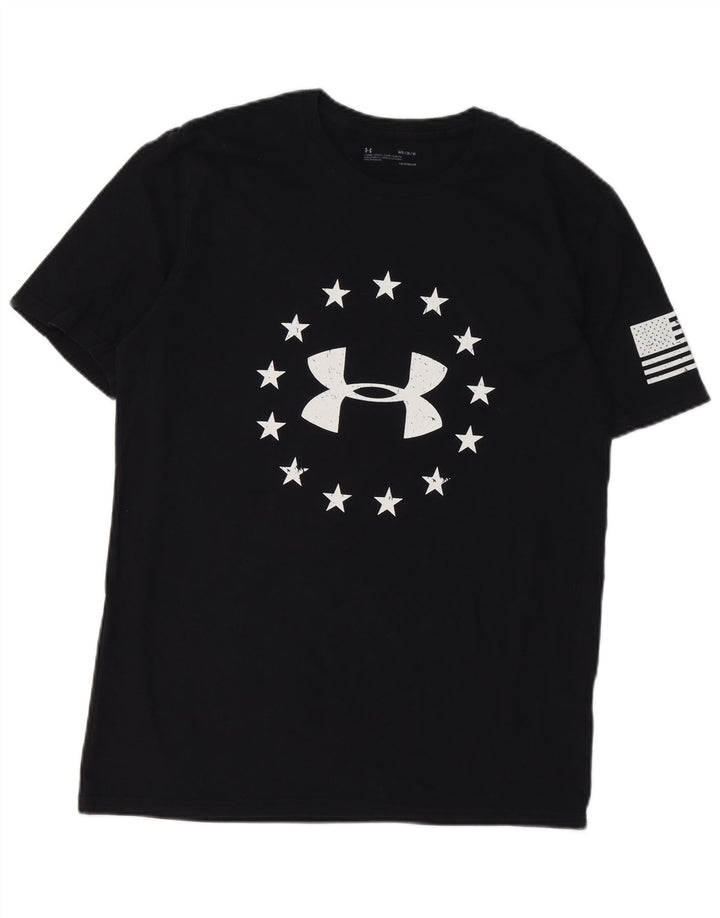 UNDER ARMOUR Camiseta estampada Heat Gear para hombre Top mediano de algodón negro