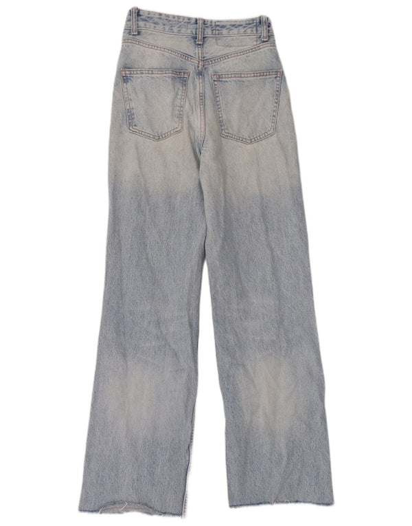 Zara Jeans De Pierna Ancha De Tiro Alto Para Mujer EU 34 2XS W24 L30 Azul