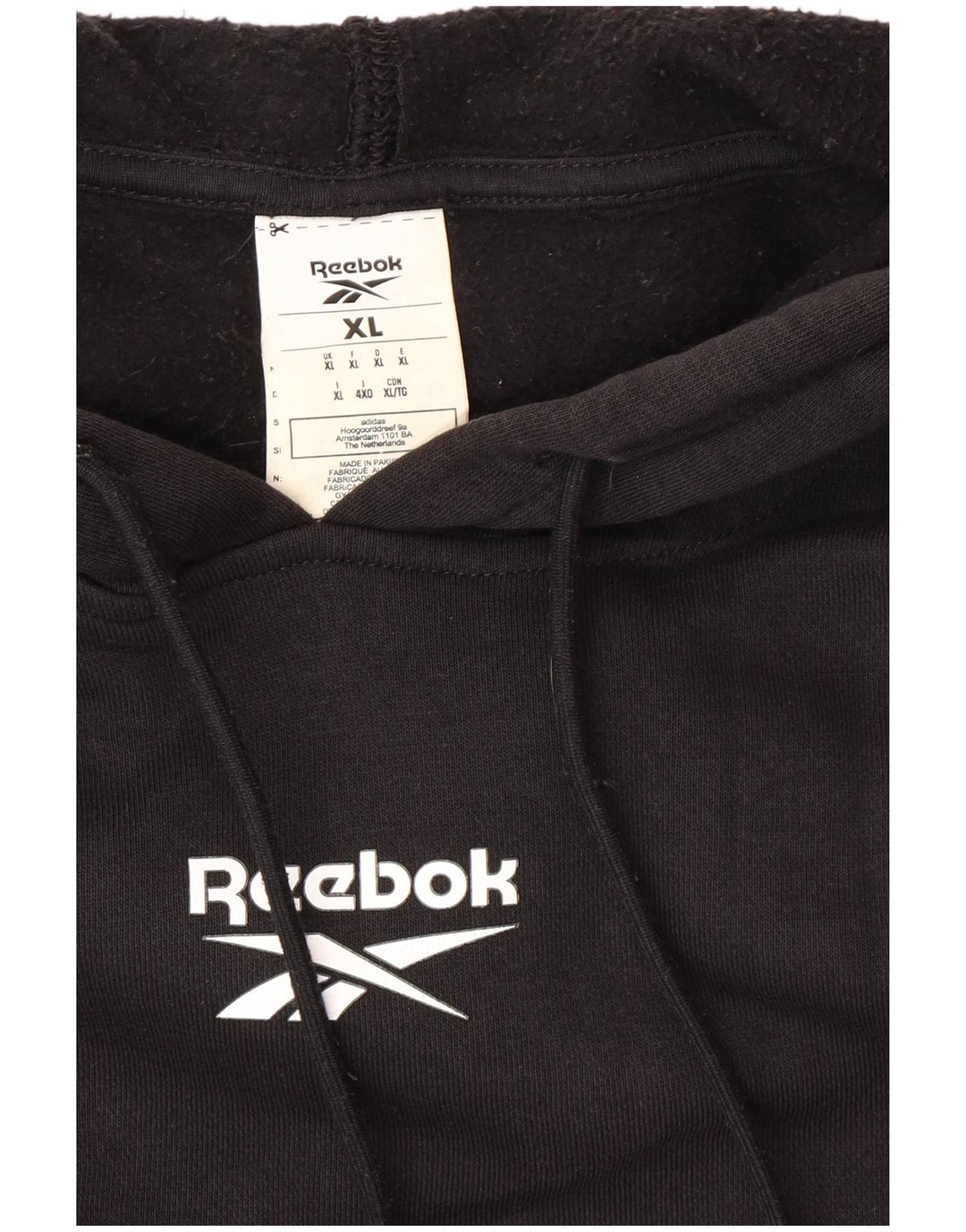 REEBOK Jersey con capucha gráfico para hombre XL Algodón negro