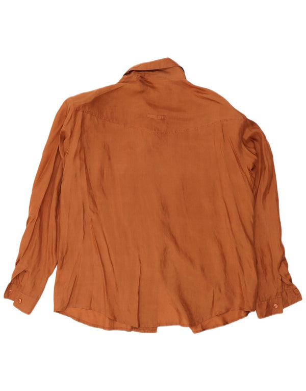 Vintage mujer camisa blusa Reino Unido 16 seda naranja grande