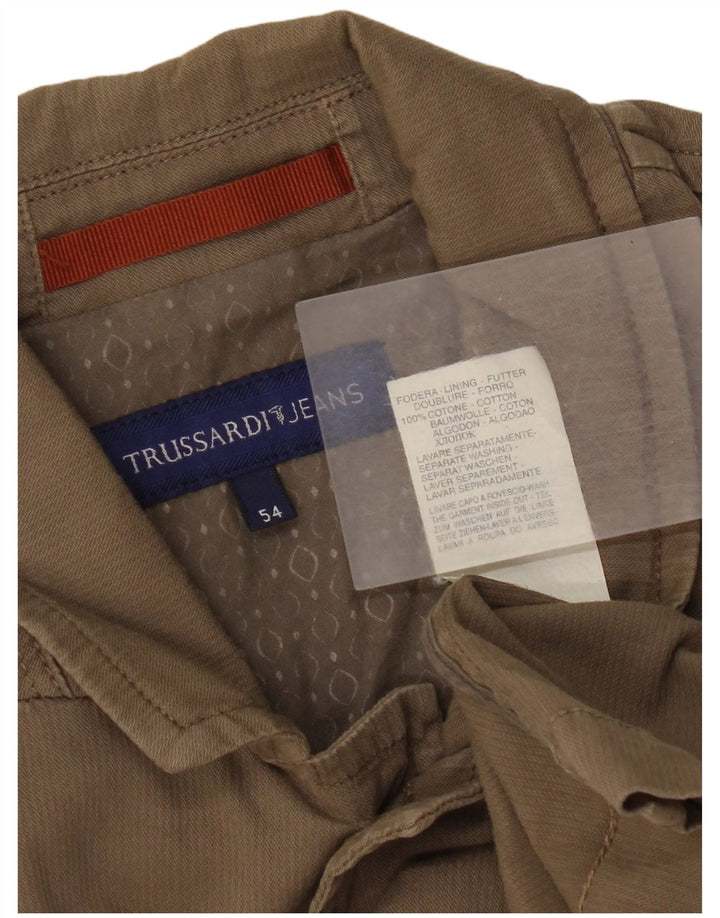 Trussardi Jeans Chaqueta utilitaria para hombre IT 54 2XL Beige Algodón