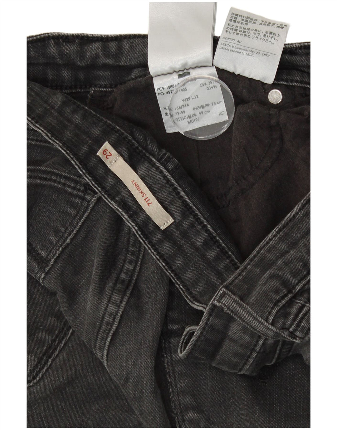 LEVI'S Vaqueros pitillo 711 para mujer W29 L32 Algodón gris