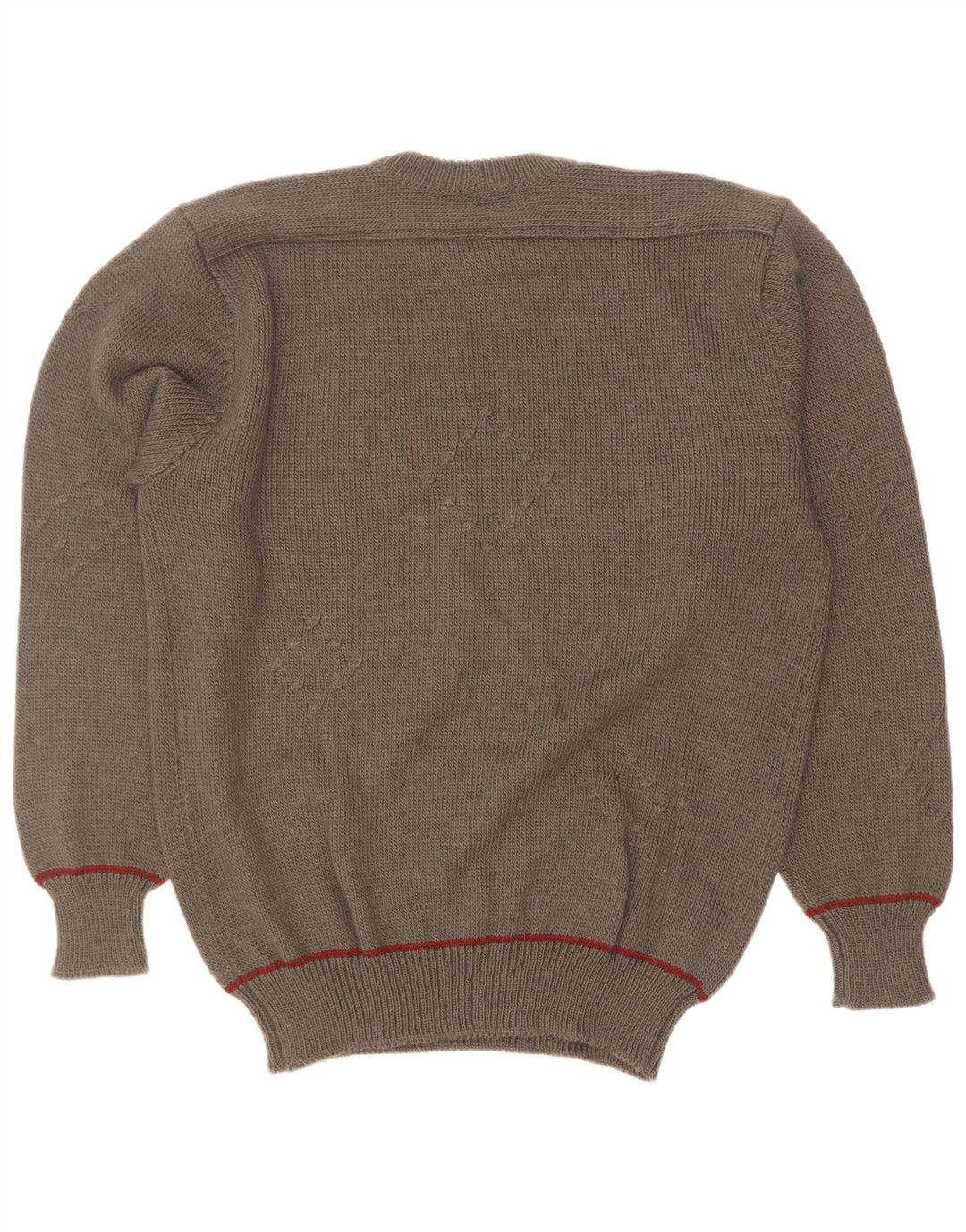 Vintage hombres cuello redondo jersey suéter grande caqui argyle/diamante