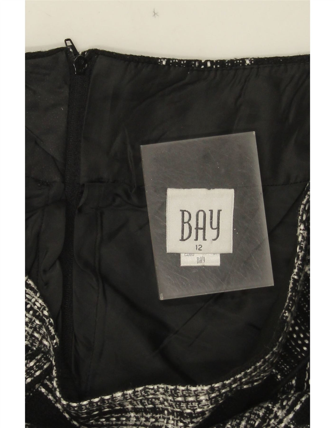 Falda acampanada para mujer Bay UK 12 Medium W30 Black Check Acrílico