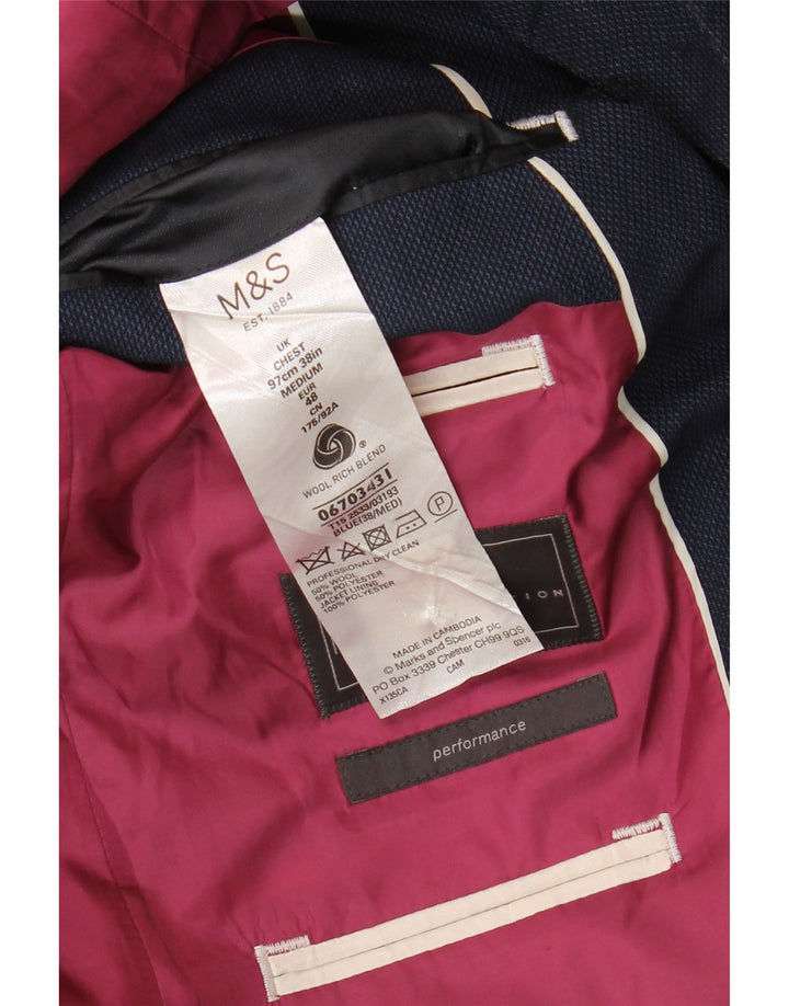 Marks & Spencer Chaqueta tipo blazer de 2 botones para hombre UK 38 Mediana lana azul marino