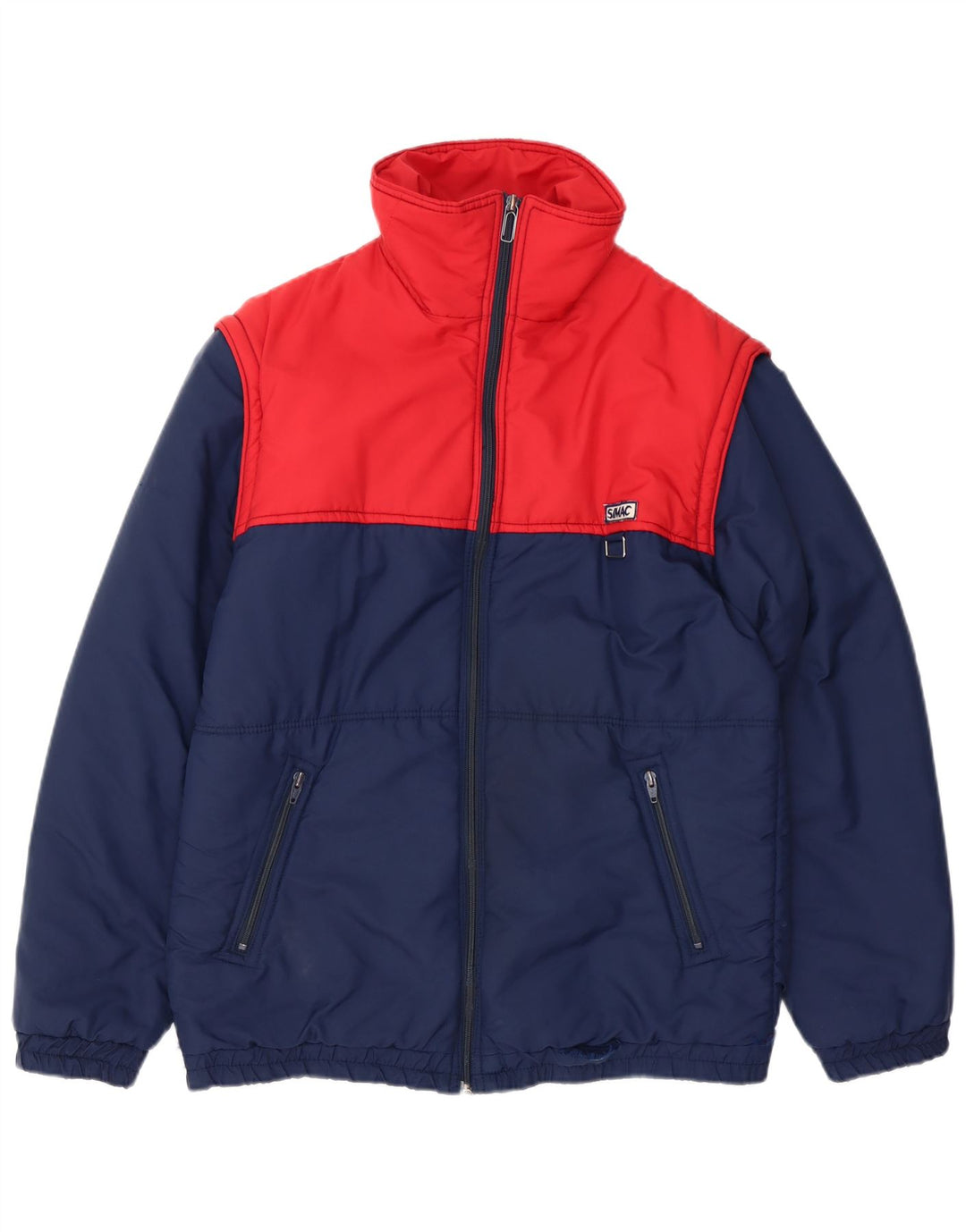 VINTAGE Chaqueta acolchada para hombre Reino Unido 38 Mediana Azul Marino Colorblock Poliamida