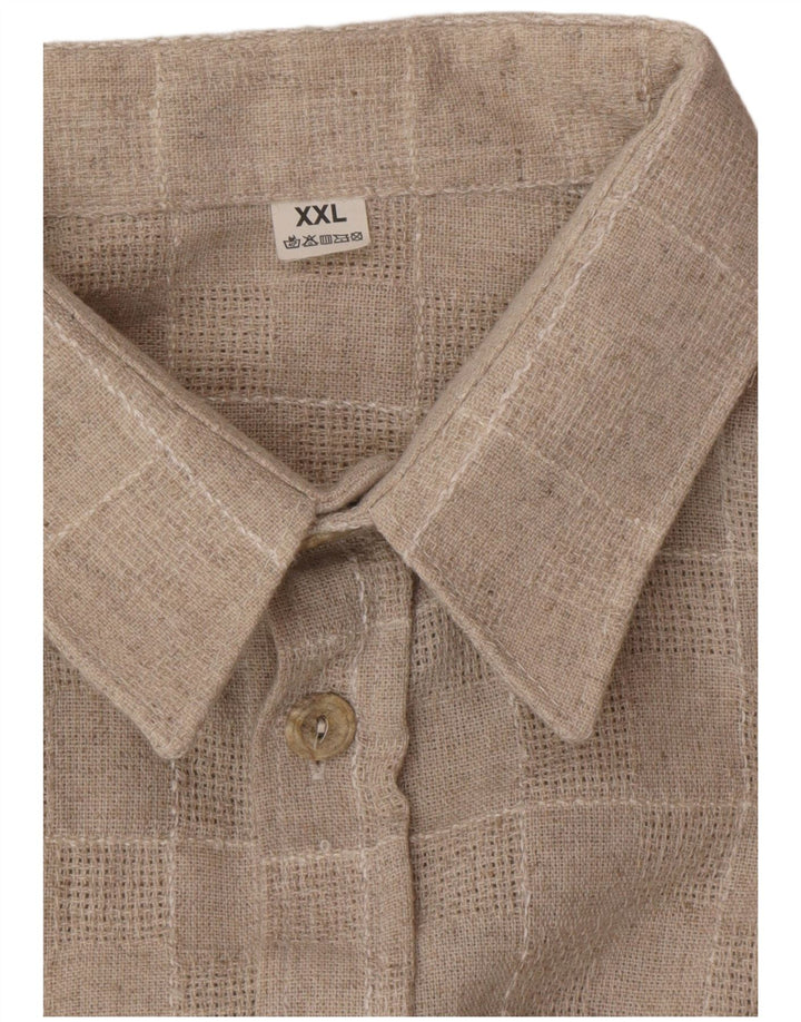 Camisa VINTAGE para hombre 2XL Beige Check