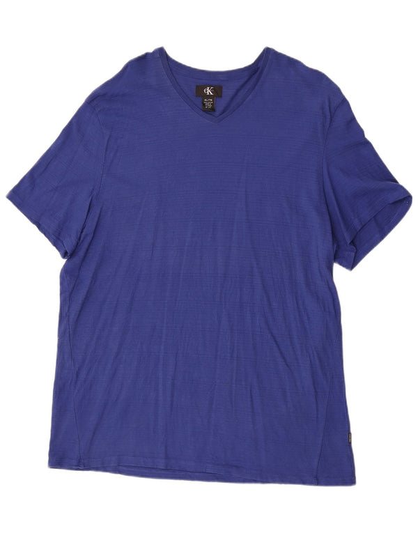 Calvin Klein Jeans Camiseta Hombre Top XL Algodón Rayas Azul