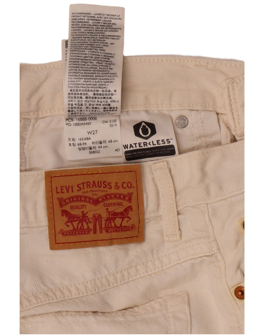 Levi's Mom Pantalones cortos vaqueros de cintura alta W27 Small Off White Classic para mujer