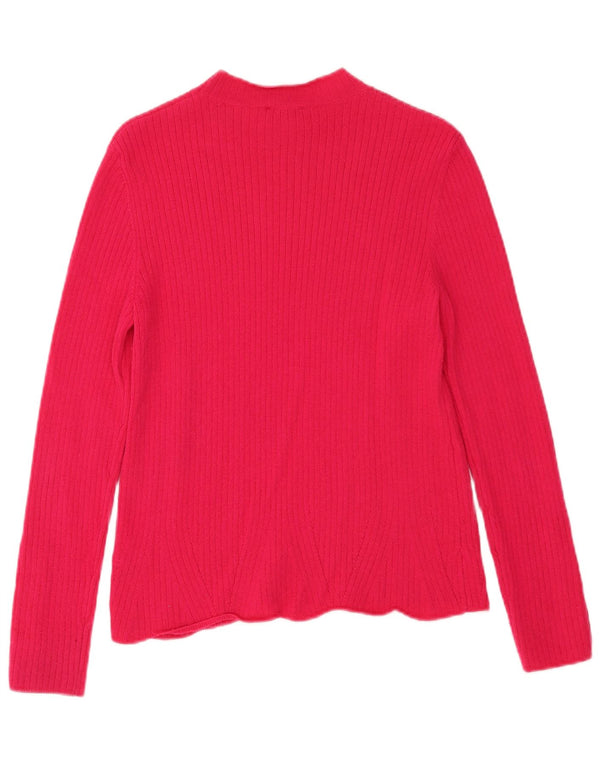 Jigsaw Jersey de cuello redondo para mujer UK 10 Small Pink Wool