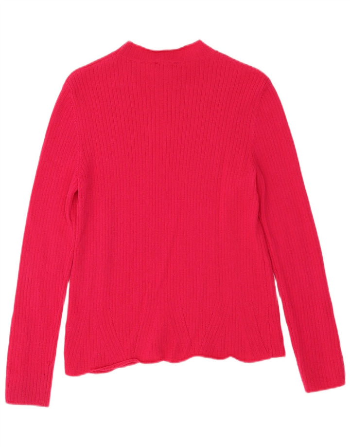 Jigsaw Jersey de cuello redondo para mujer UK 10 Small Pink Wool