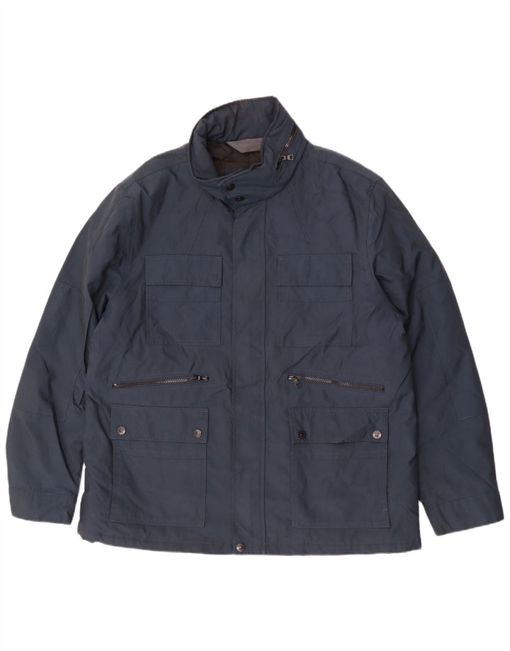 Marks & Spencer Chaqueta utilitaria con capucha para hombre UK 44 2XL Azul marino Poliéster